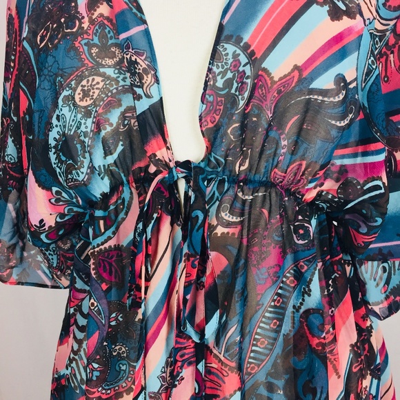 ⚡️Bisou Bisou Size M Blouse Semi-Sheer Tie⚡️ - Picture 2 of 6